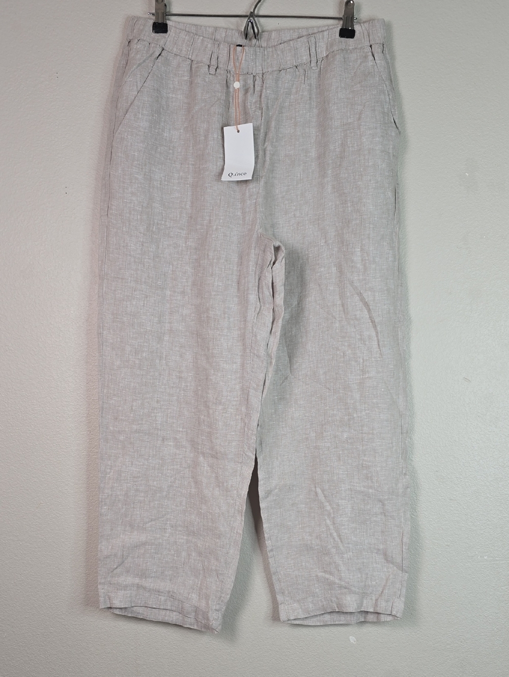 Quince Womans  Light Beige Linen Pants With Pockets  Size Large Nwt.